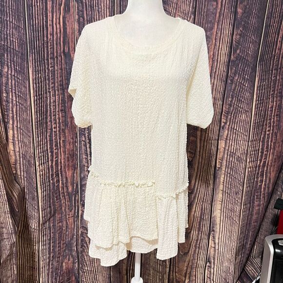 FREE PEOPLE Small New w Tags !! White Marni Tiered Tunic or, mini dress or Cover - Picture 1 of 12